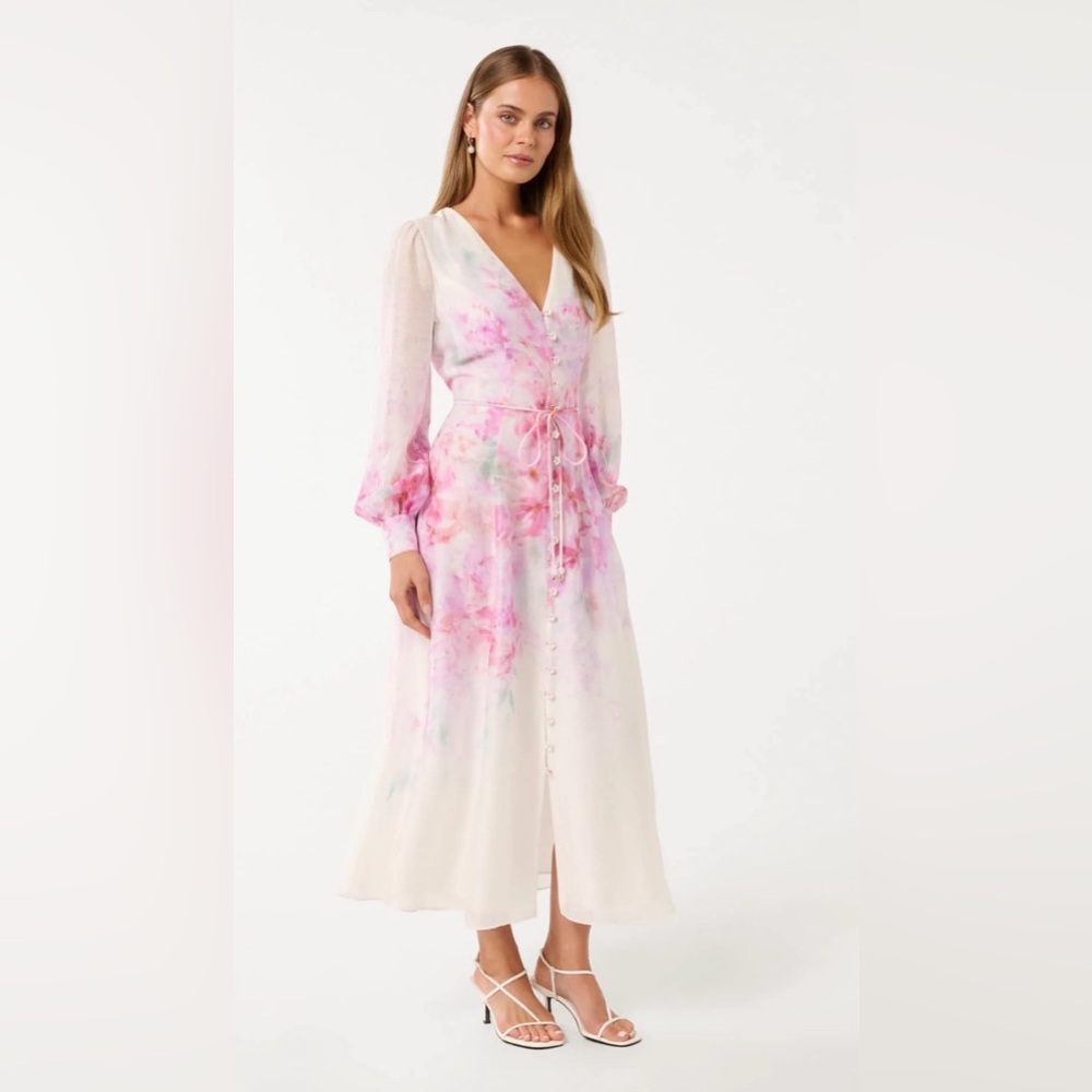 Ever New White and Pink Floral Midi Dress